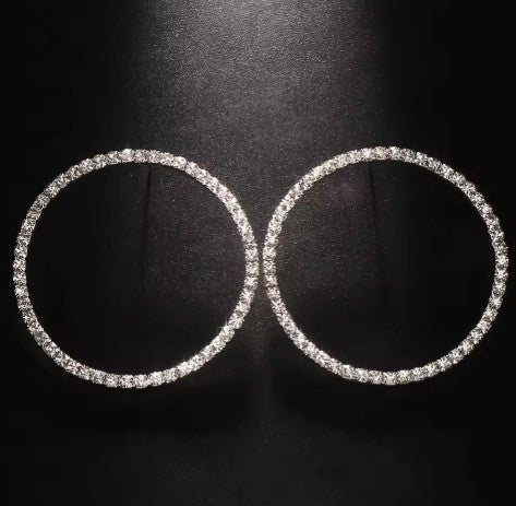 Simple Rhinestone Round Hoop Earrings