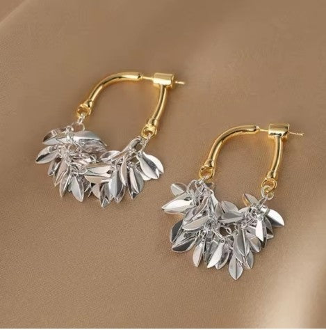 New Exquisite Metal Two-tone Drop Earrings