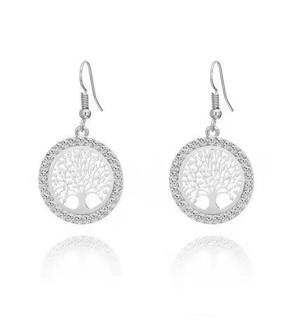 Hollow Out Tree Of Life Pattern Round Earring