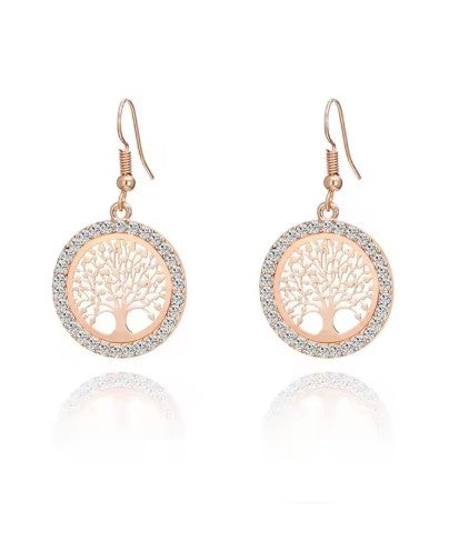 Hollow Out Tree Of Life Pattern Round Earring