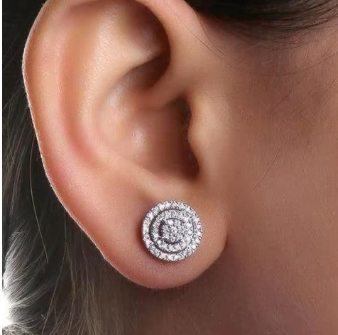 Round-shaped Cubic Zirconia Stud Earrings Dainty Ear Stud Earrings