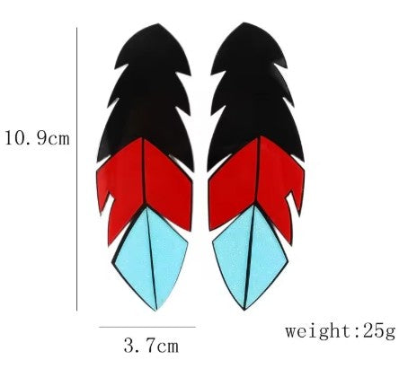 Feather Stud Acrylic Exaggerated Earring