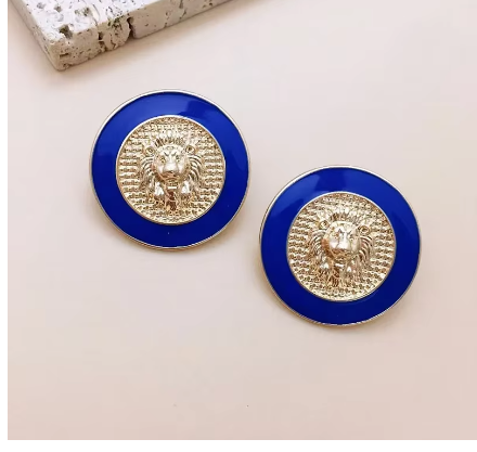 Gold Lion Head Stud Earring