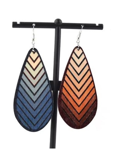 Newest Long Size Drop Wooden Earrings, Mixed 2 colors