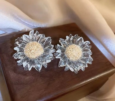 Frosted Sunflower Earrings