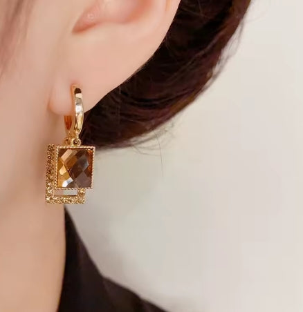 Topaz Rhinestone Dangle Earring