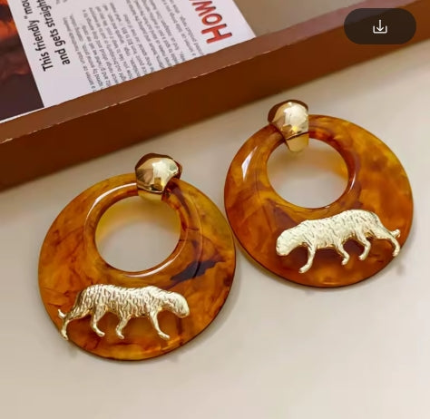 Elegant Tiger Temperament Resin Circle Earring