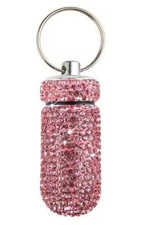 Rhinestone Pill Container Portable Pill Bottle Case Waterproof Travel Medicine Box