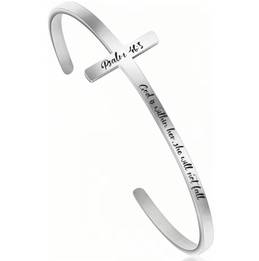 Biblical Verse Cross Bangle