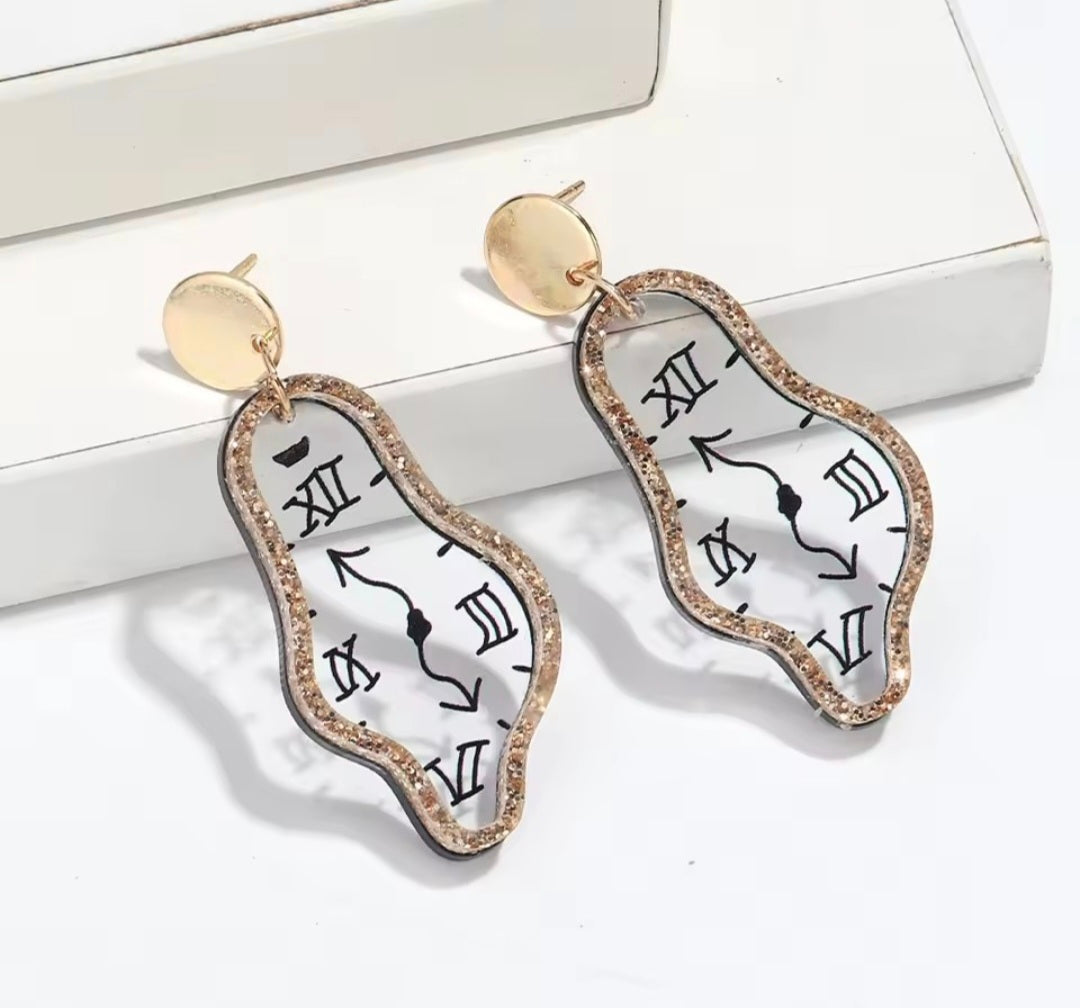 Dali Inspired Clock Earrings
