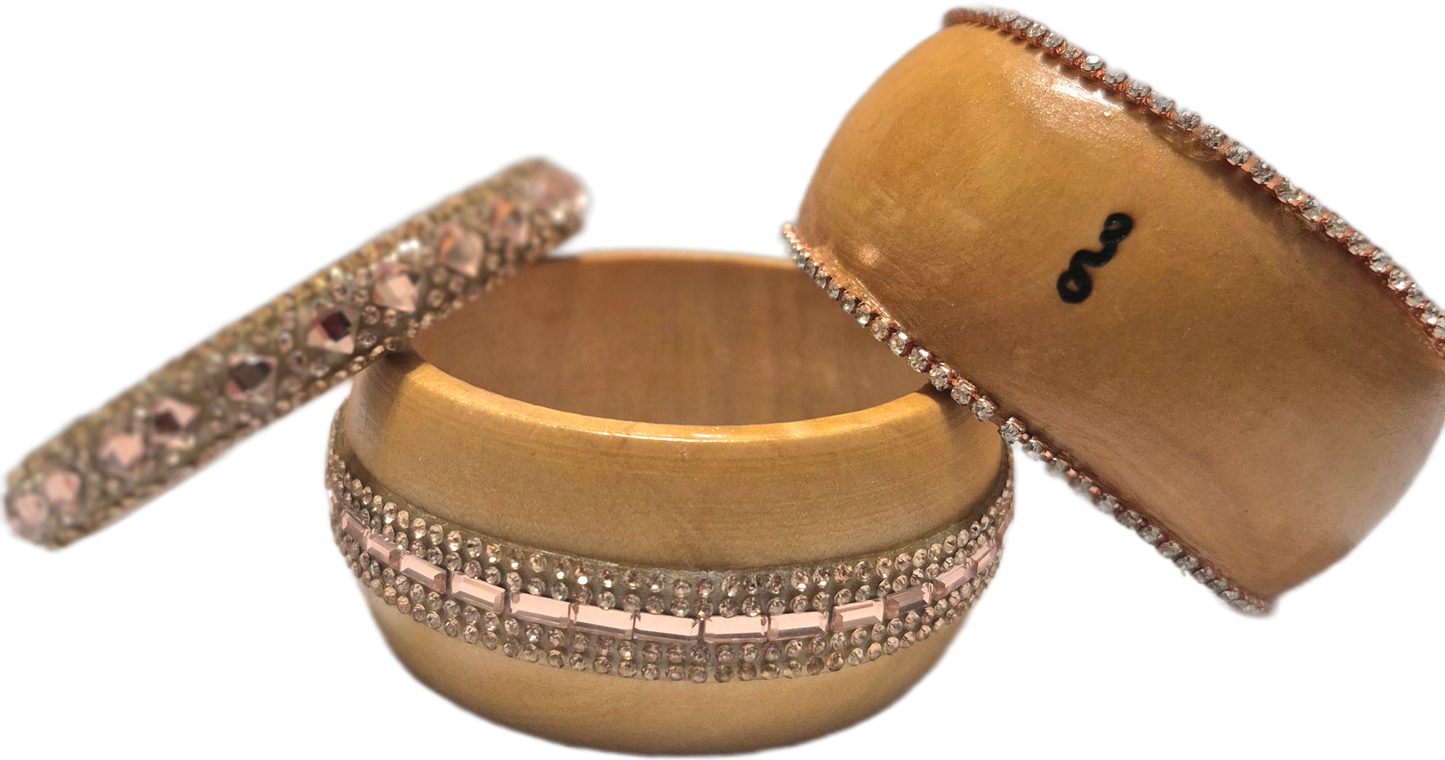 Wood-n Rhinestone Bangle- Medium