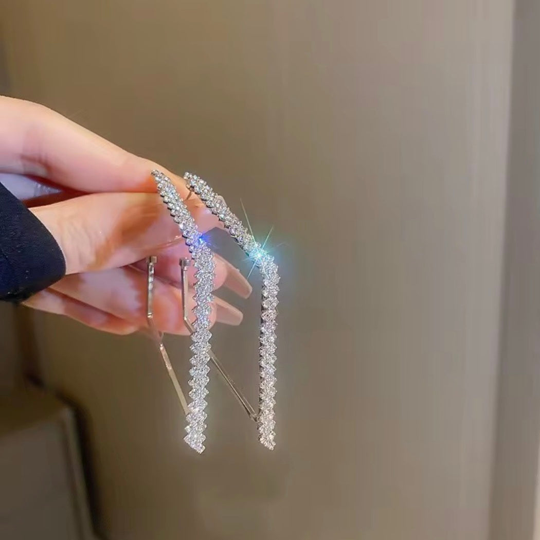 Geometric Rhinestone Hoop Earring