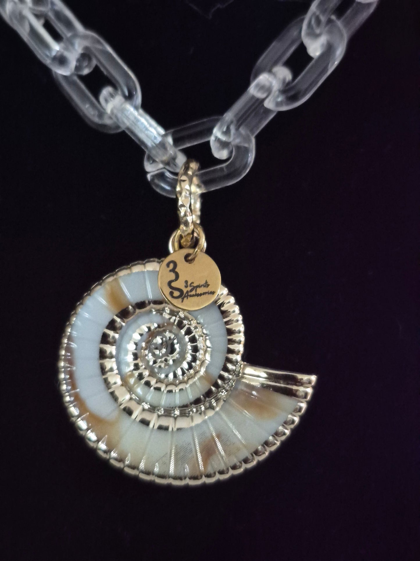 Gold Trim Nautilus Shell Necklace