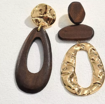 Artsy Wood & Steel Earrings