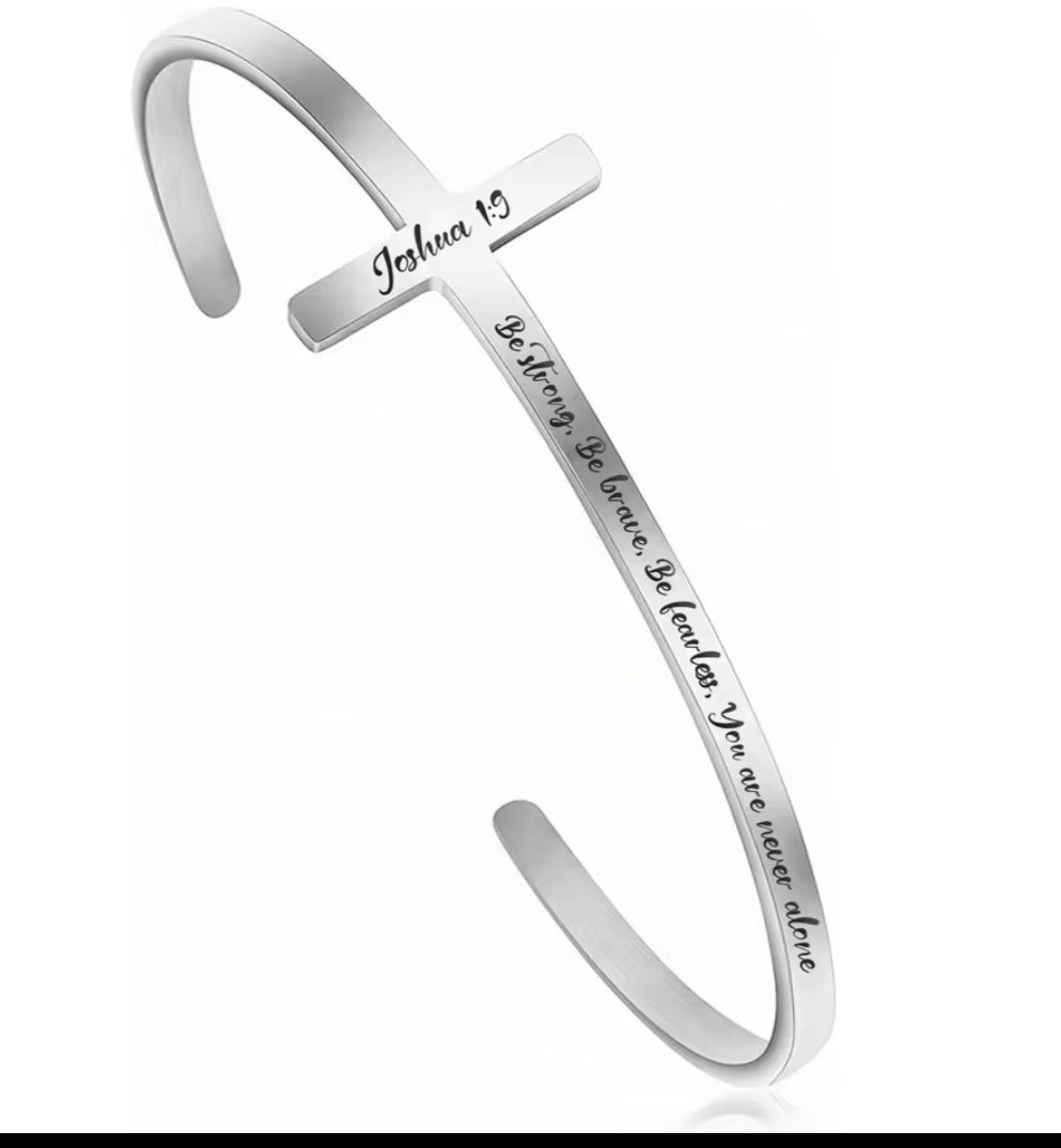 Biblical Verse Cross Bangle