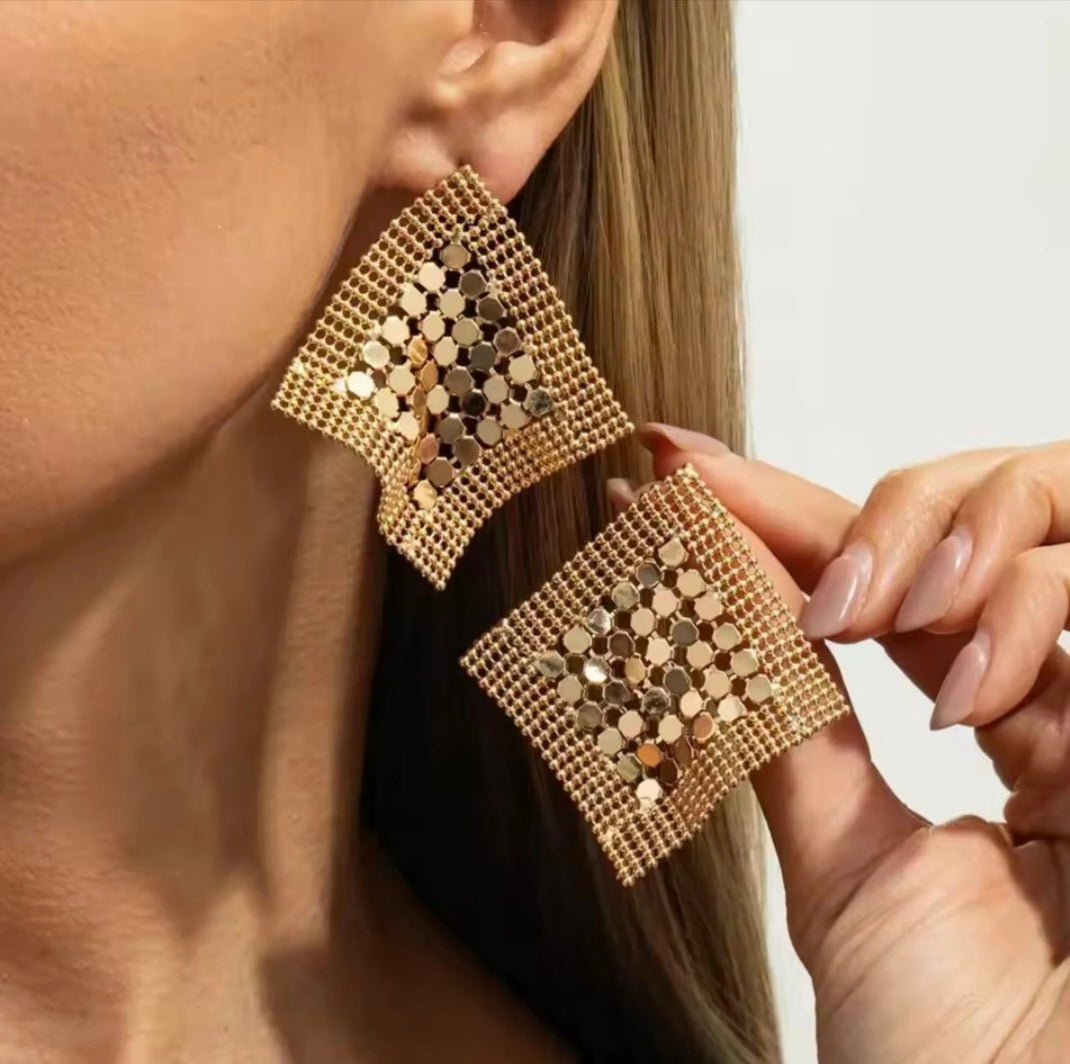 Vintage Gold Mesh Earrings