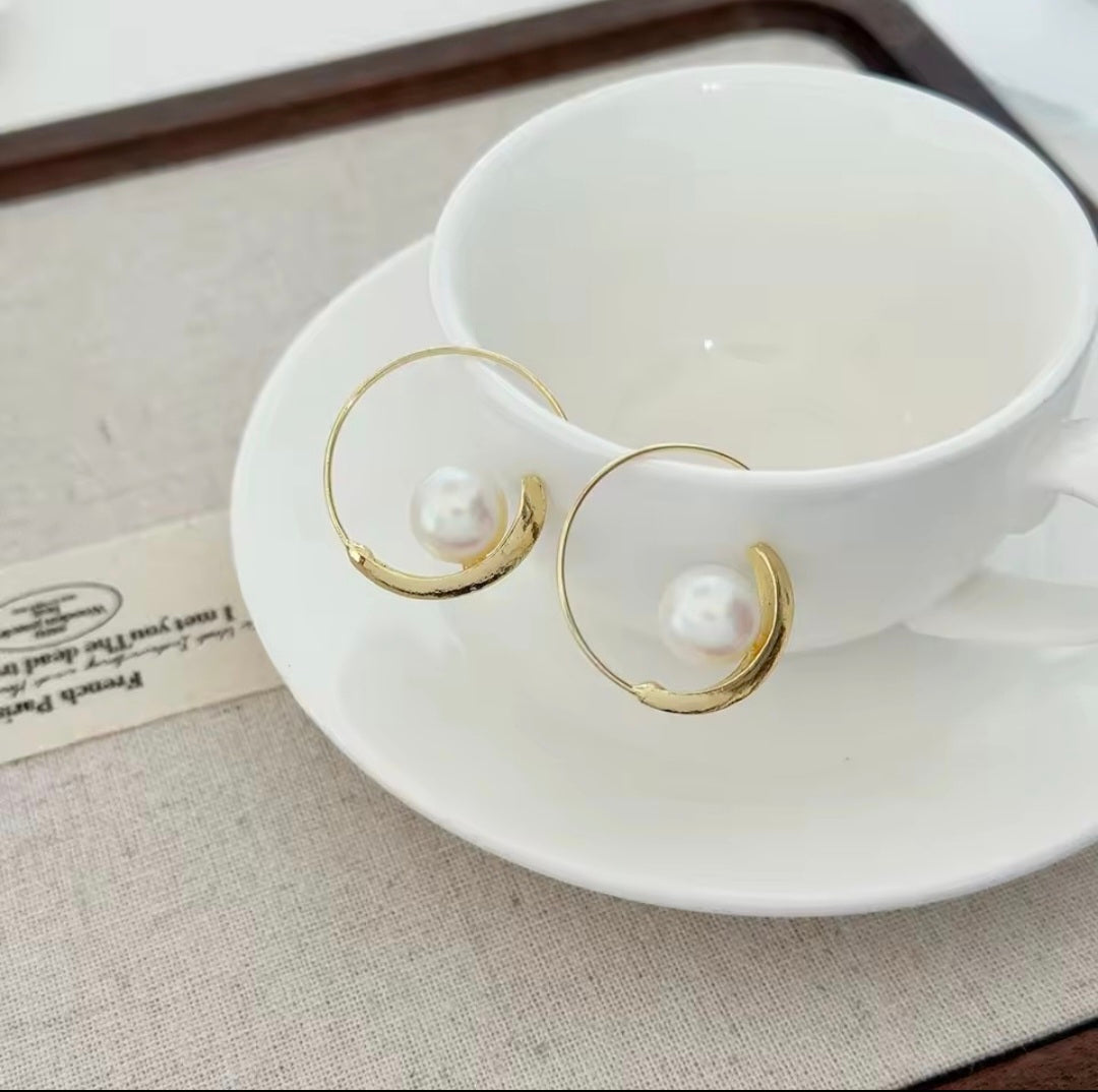 Pearl Hoop Earrings