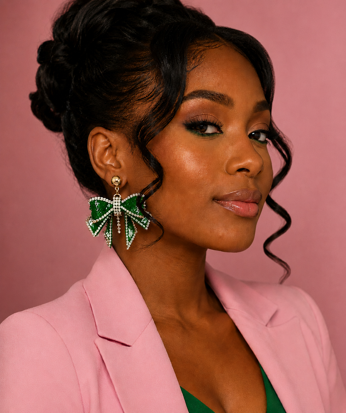 Rhinestone Bow Tie Earrings