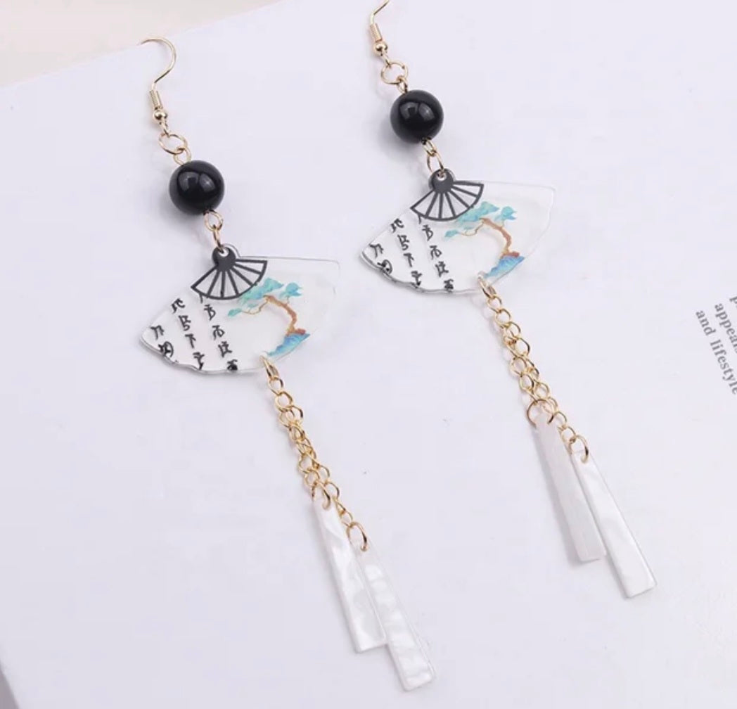 New Chinese Style Fan Dangle Earrings