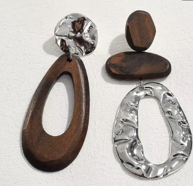 Artsy Wood & Steel Earrings