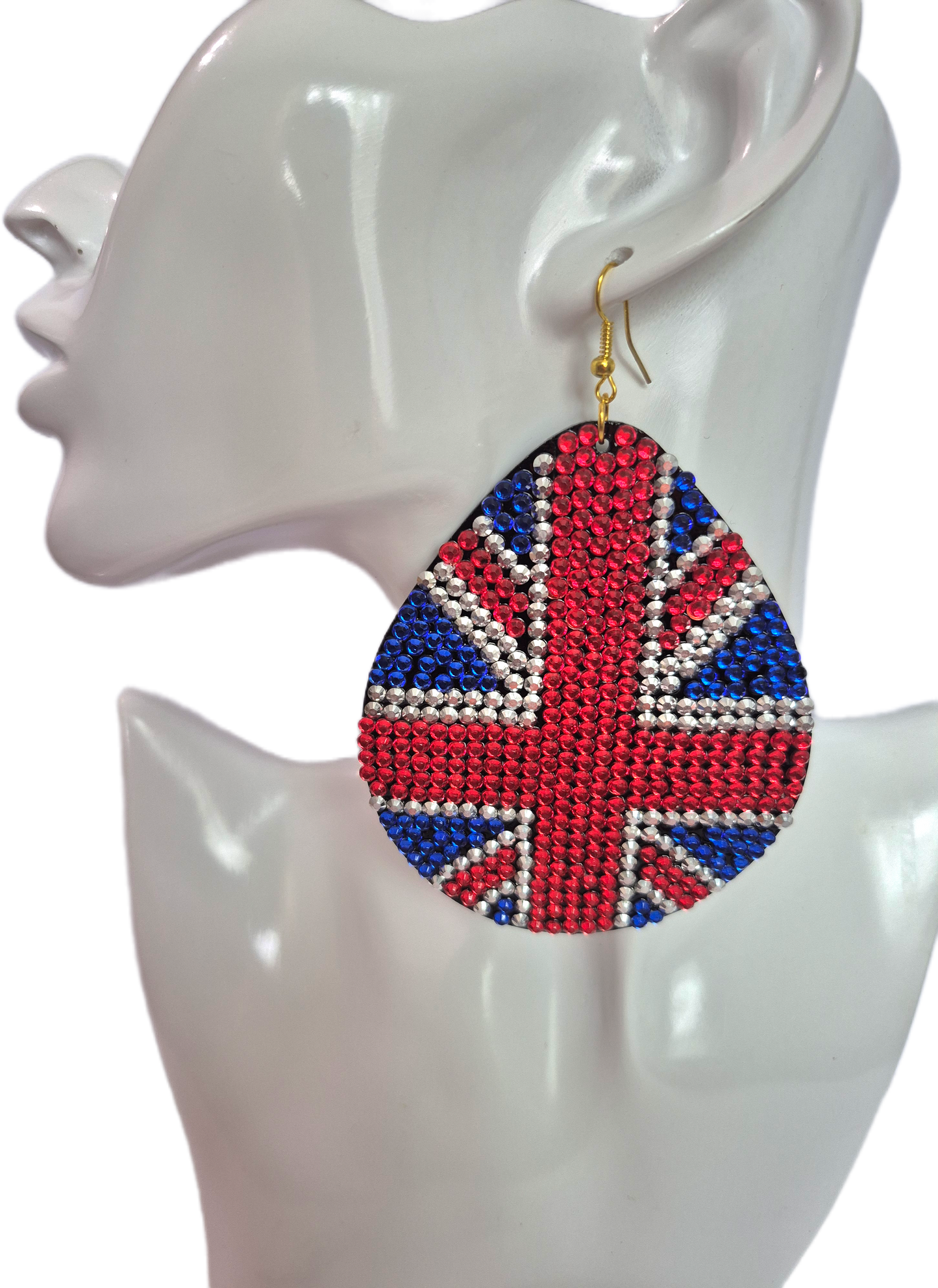Oversize Rhinestone British Earrings
