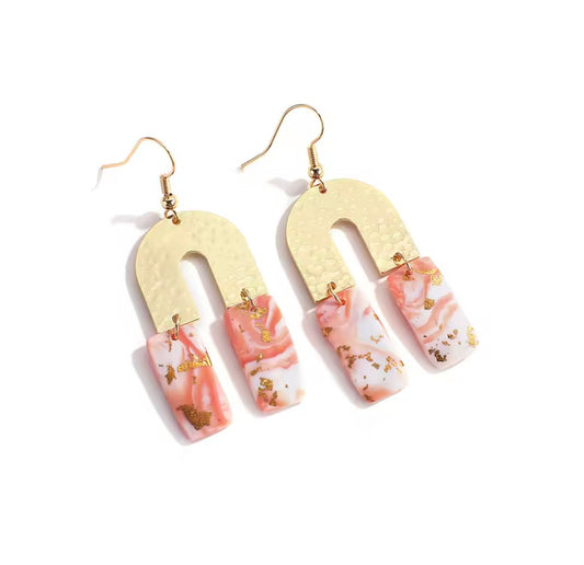 Spring Pink Handmade Polymer Clay Drop Earrings