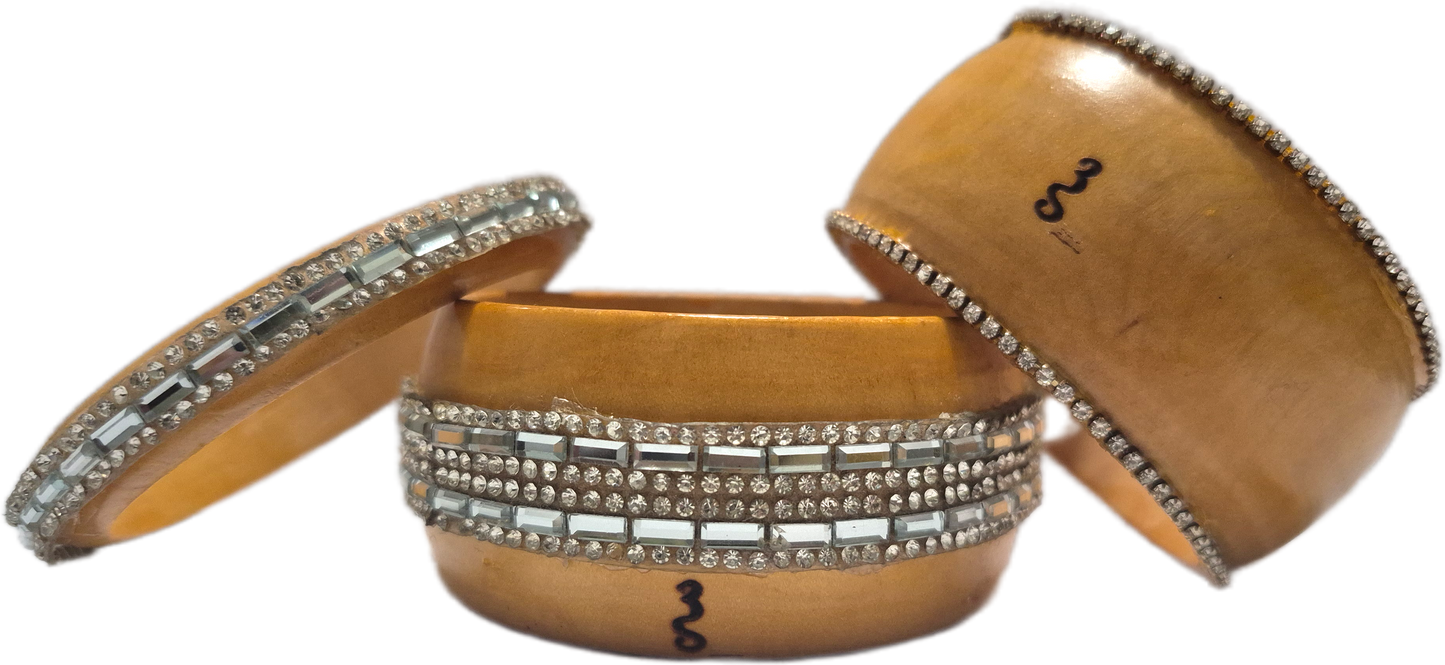 Wood-n- Rhinestone Bangle. Oversized