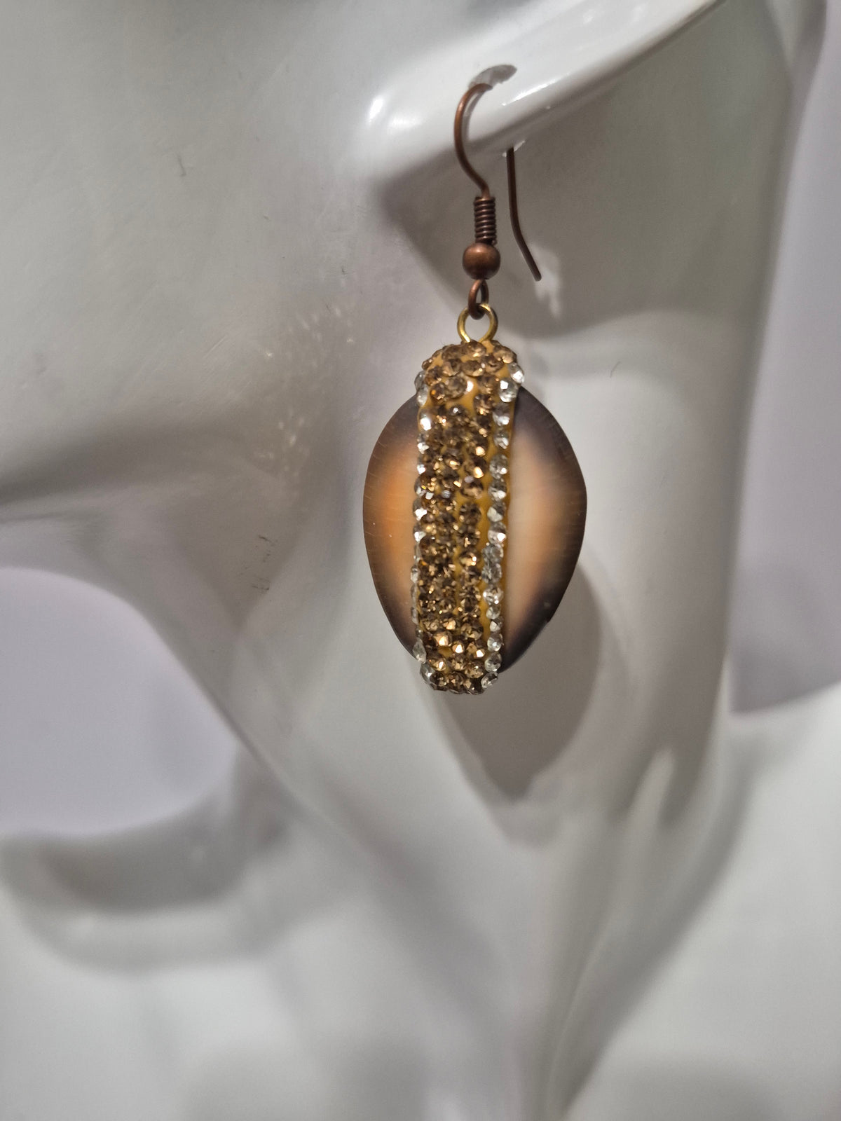 Rhinestone Cowrie Shell Earrings