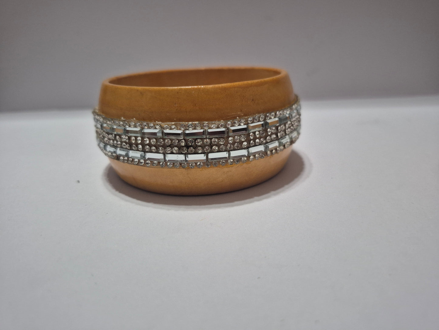 Wood-n- Rhinestone Bangle. Oversized
