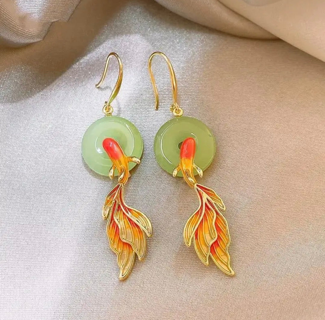 China-Chic Premium Round Koi Earrings