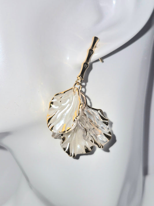 Nude Gold Trim Petal Earrings
