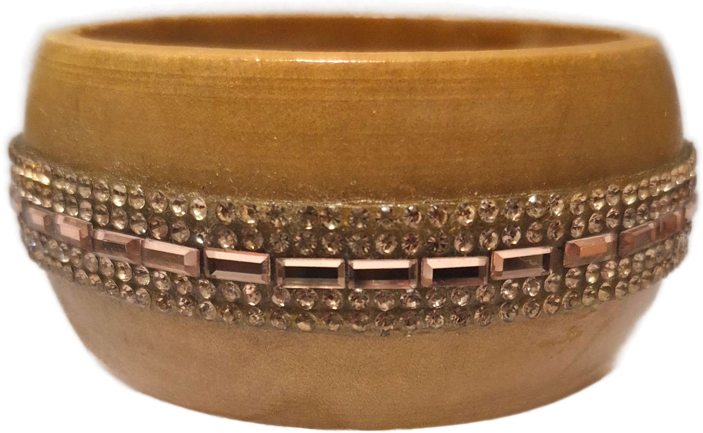 Wood-n- Rhinestone Bangle. Oversized