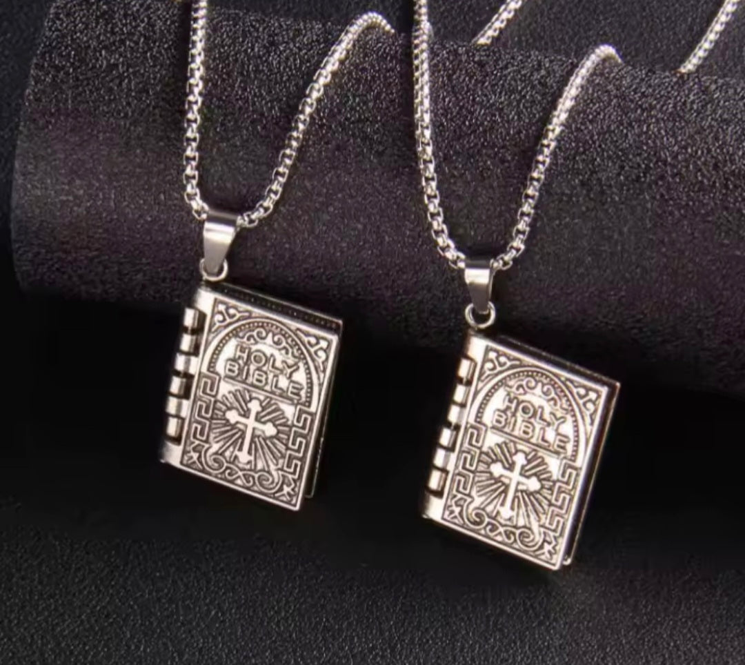 Men's Silver Bible Necklace