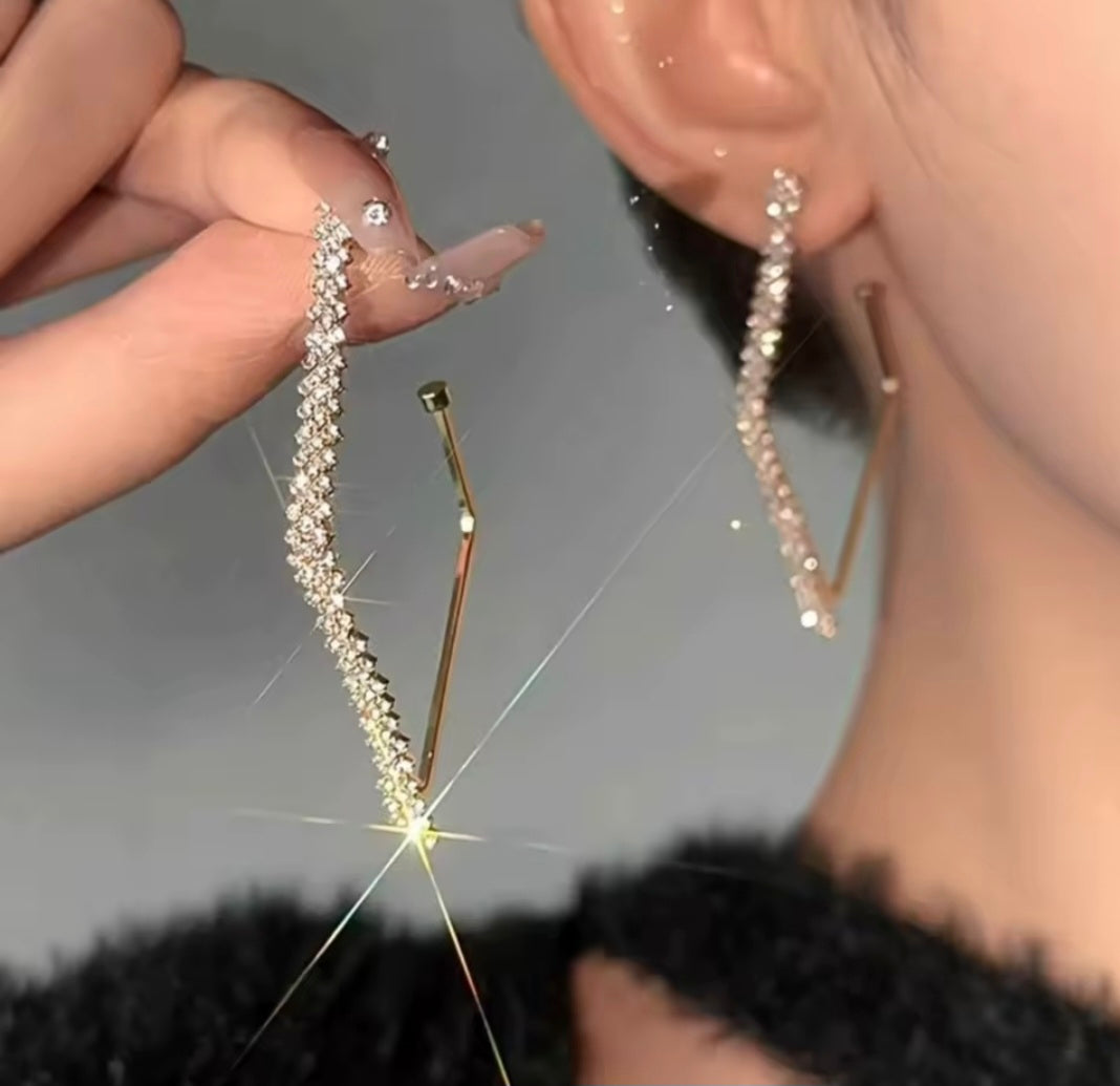 Geometric Rhinestone Hoop Earring