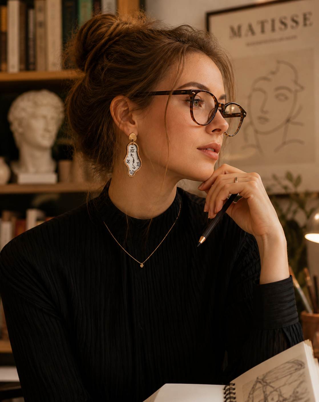 Dali Inspired Clock Earrings