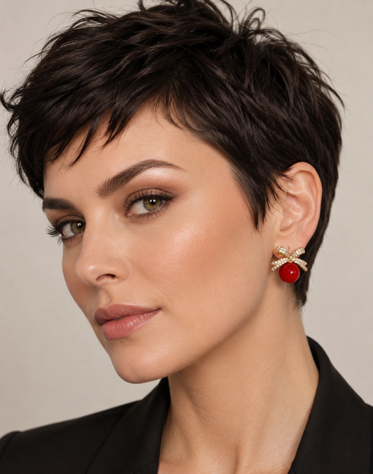 Bow And A Ball Earring.