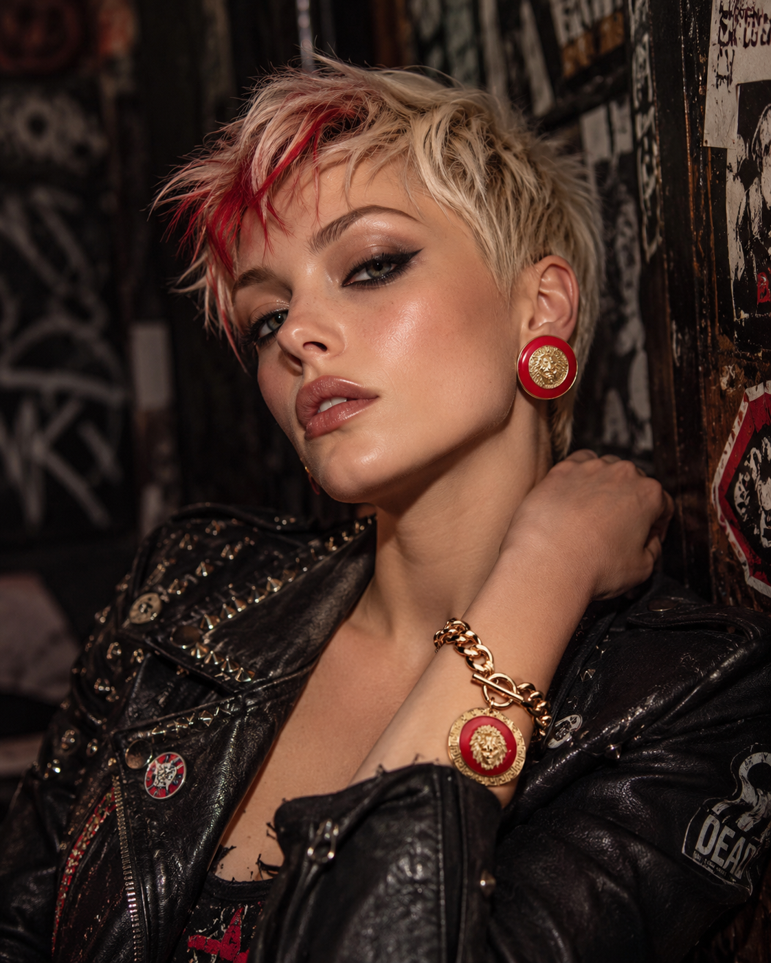 Gold Lion Head Stud Earring
