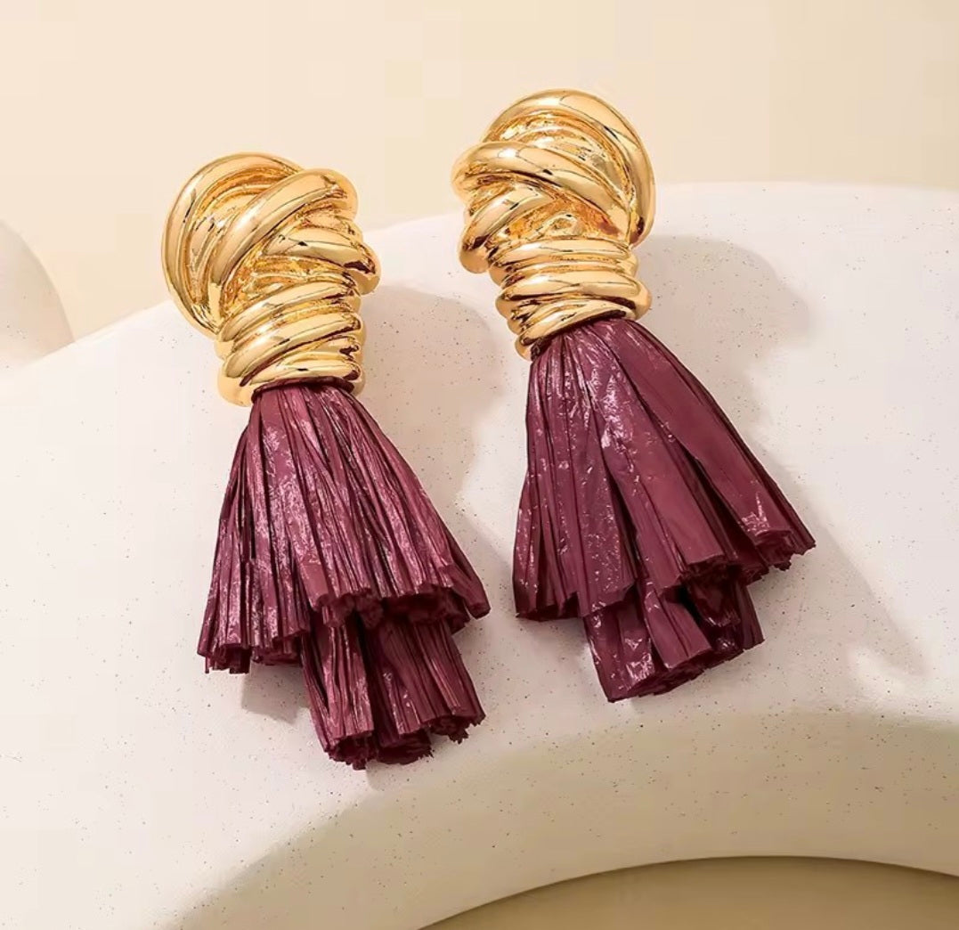 Unique Maroon Stud Earrings