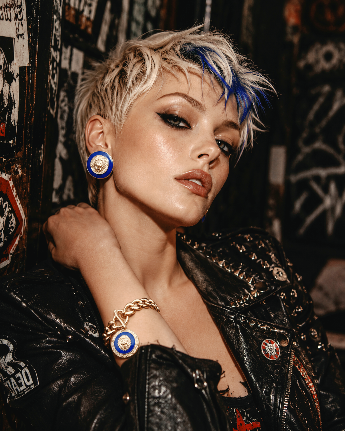 Gold Lion Head Stud Earring