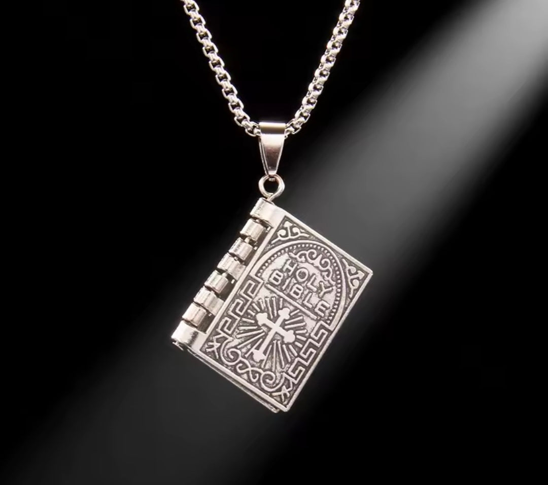 Men's Silver Bible Necklace