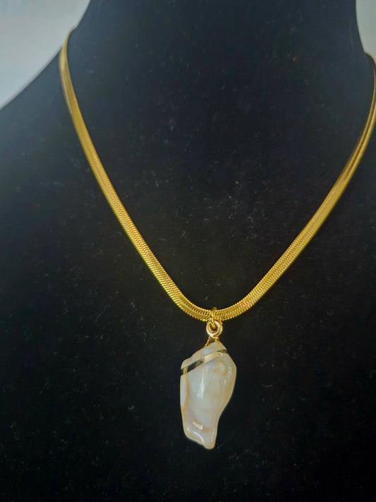 Small Gold Trim Conch Shell Necklace