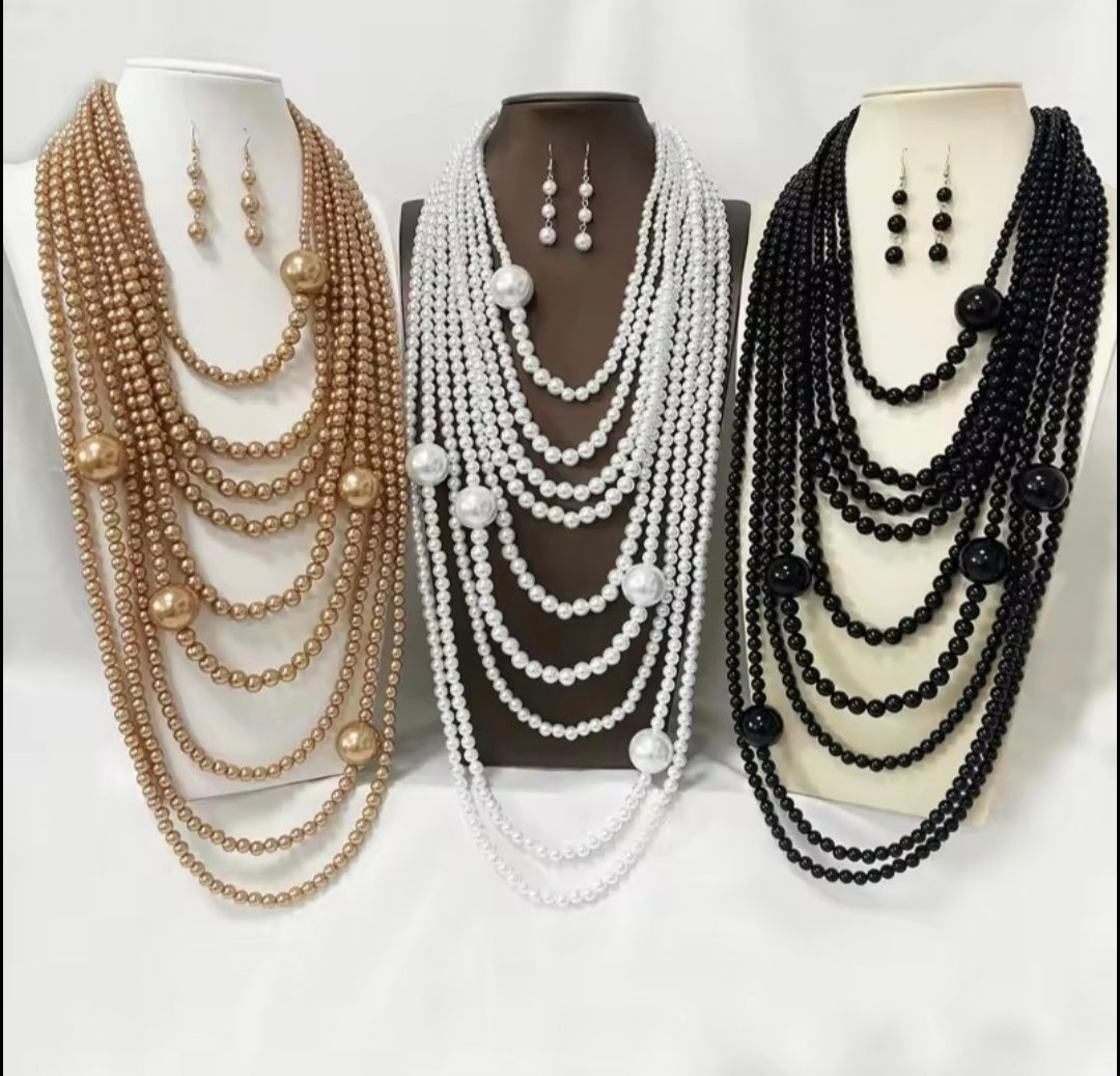 Exaggerated Multi-layer Imitation Choker Necklace