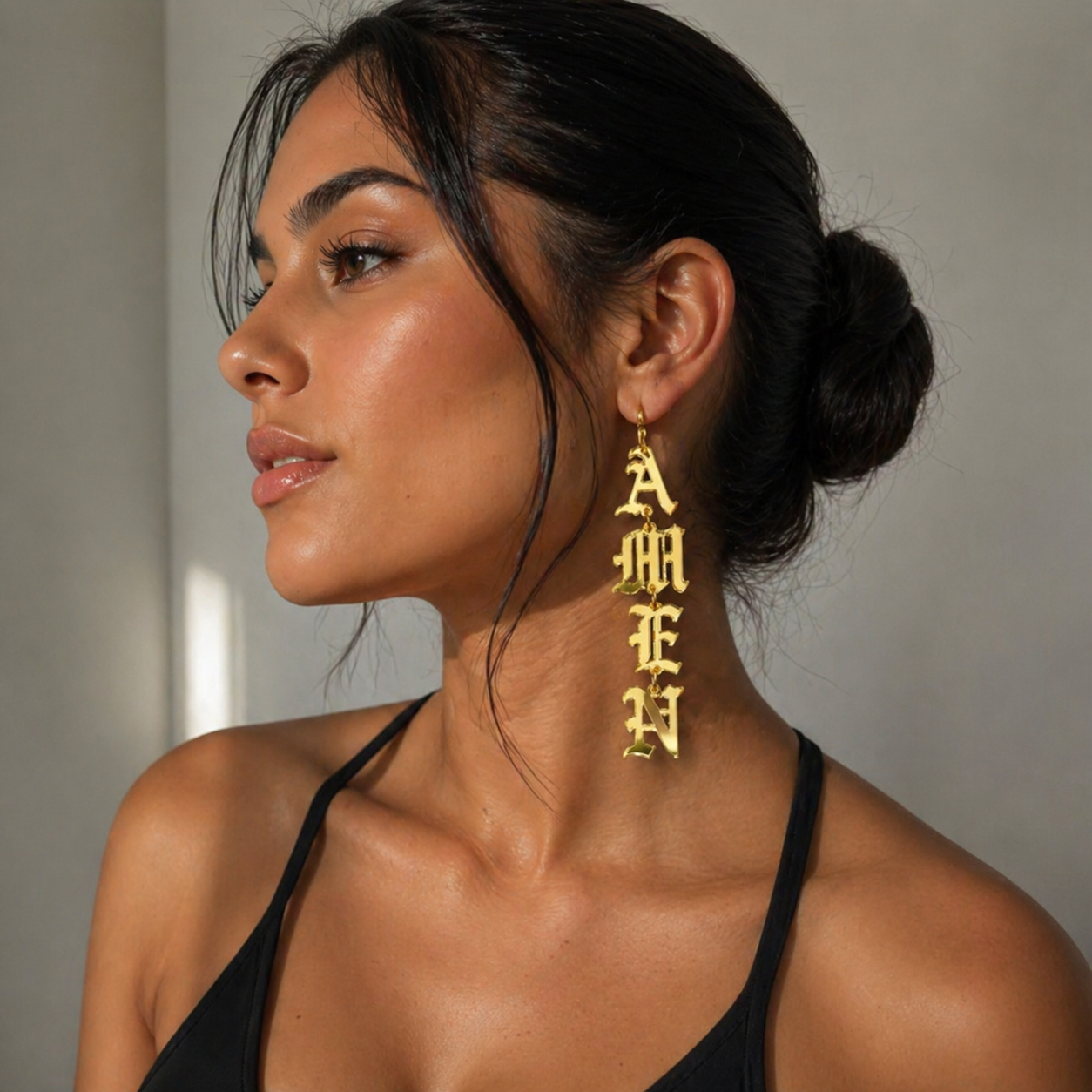 Unique "AMEN" Dangle Earrings