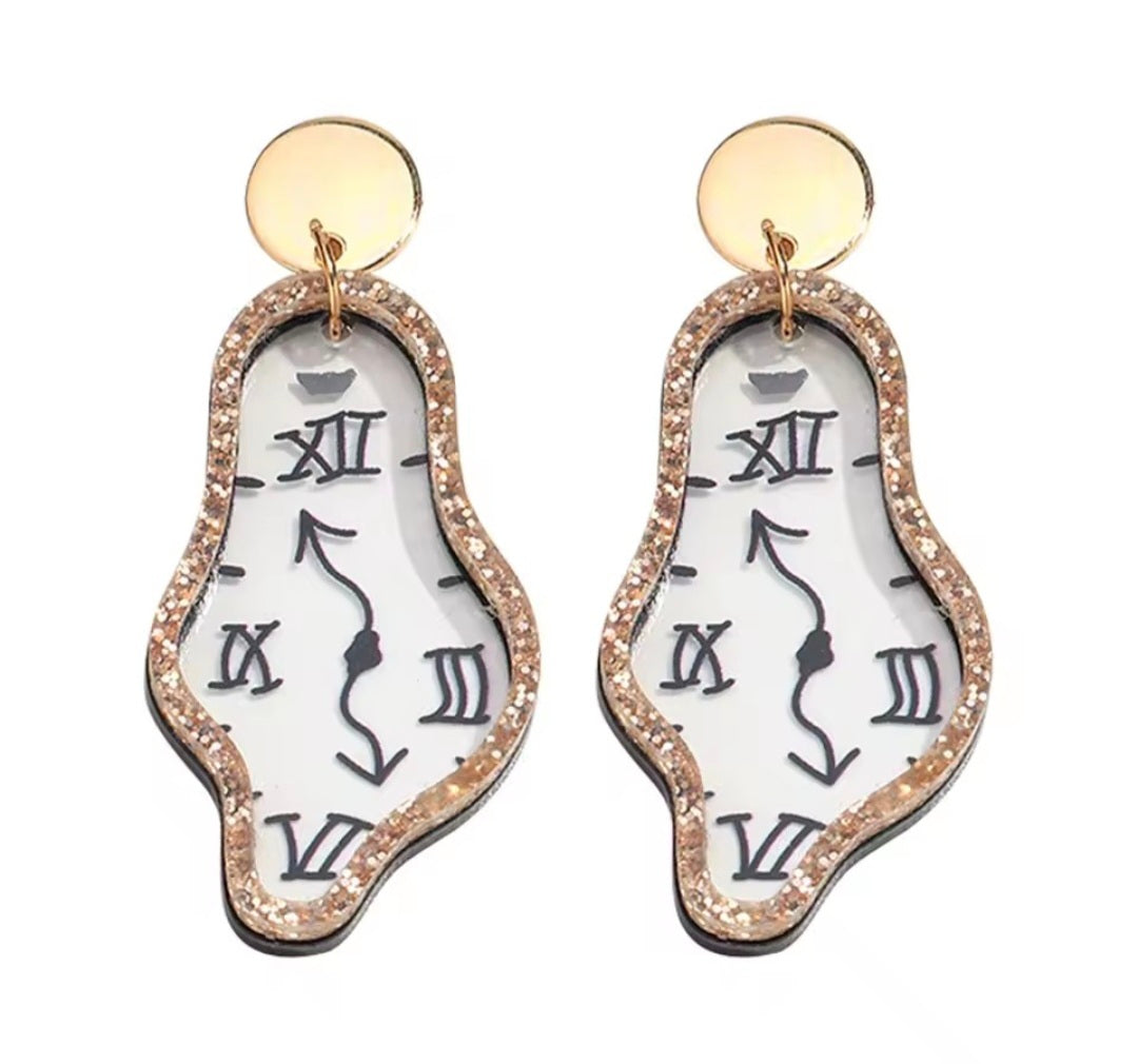 Dali Inspired Clock Earrings