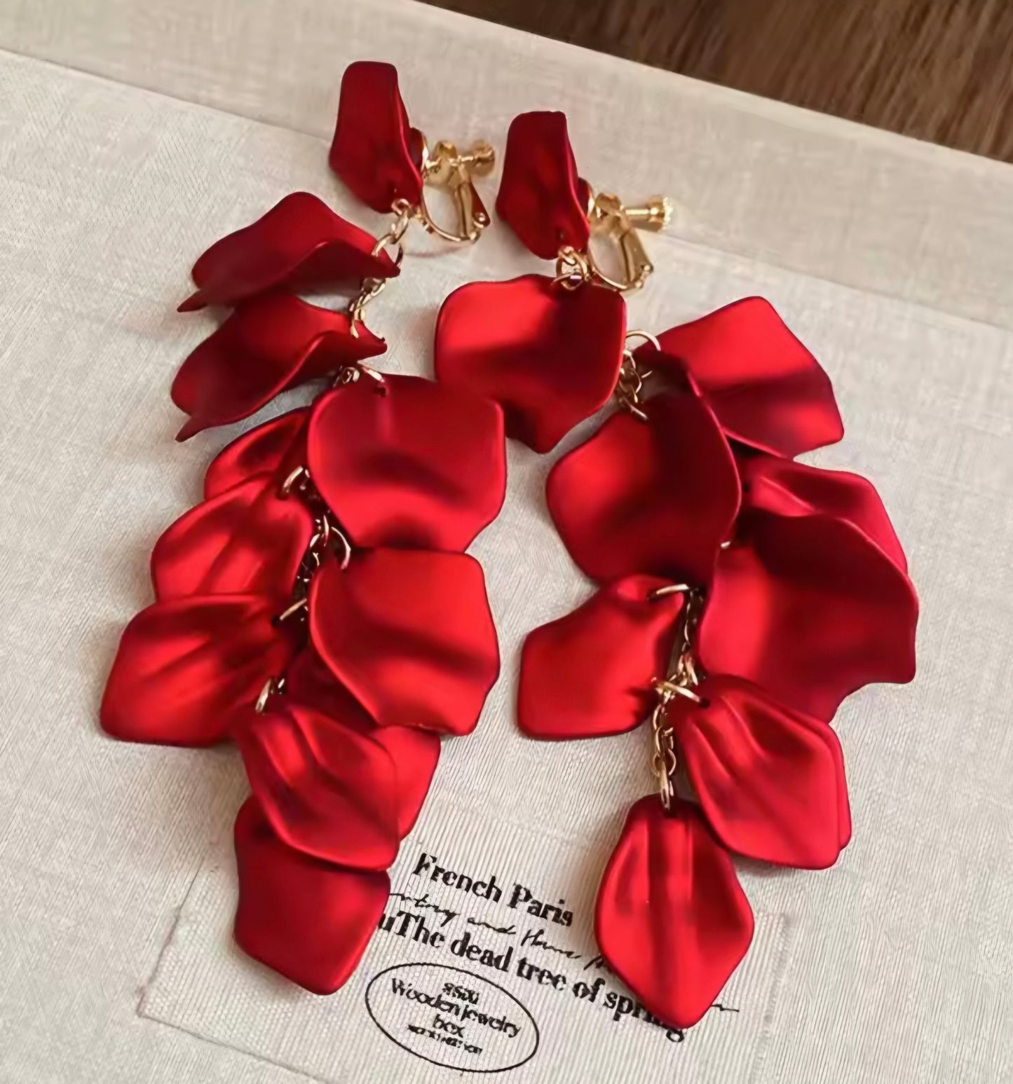 Long Metallic Petal Earrings