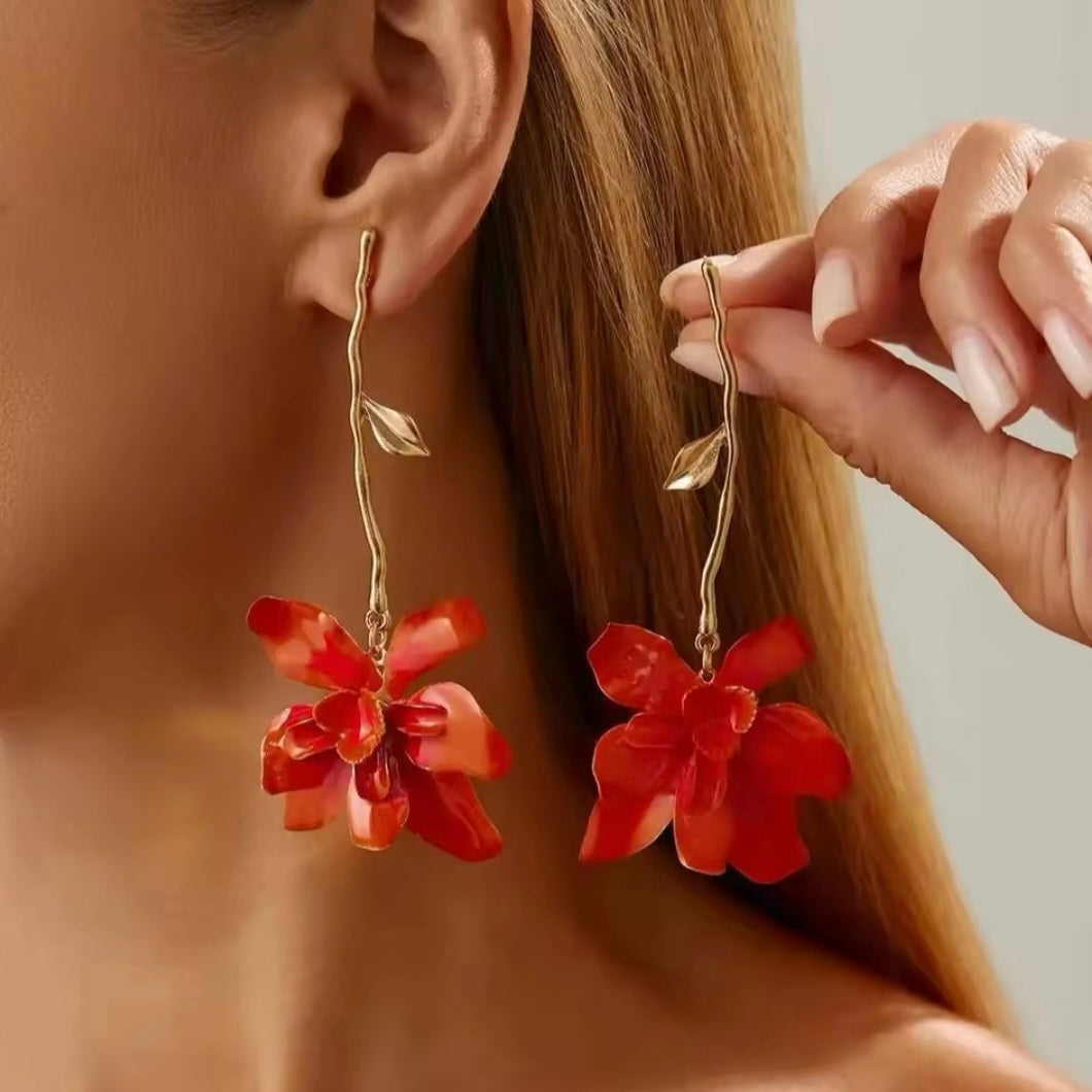 Long Stem Flower Earring