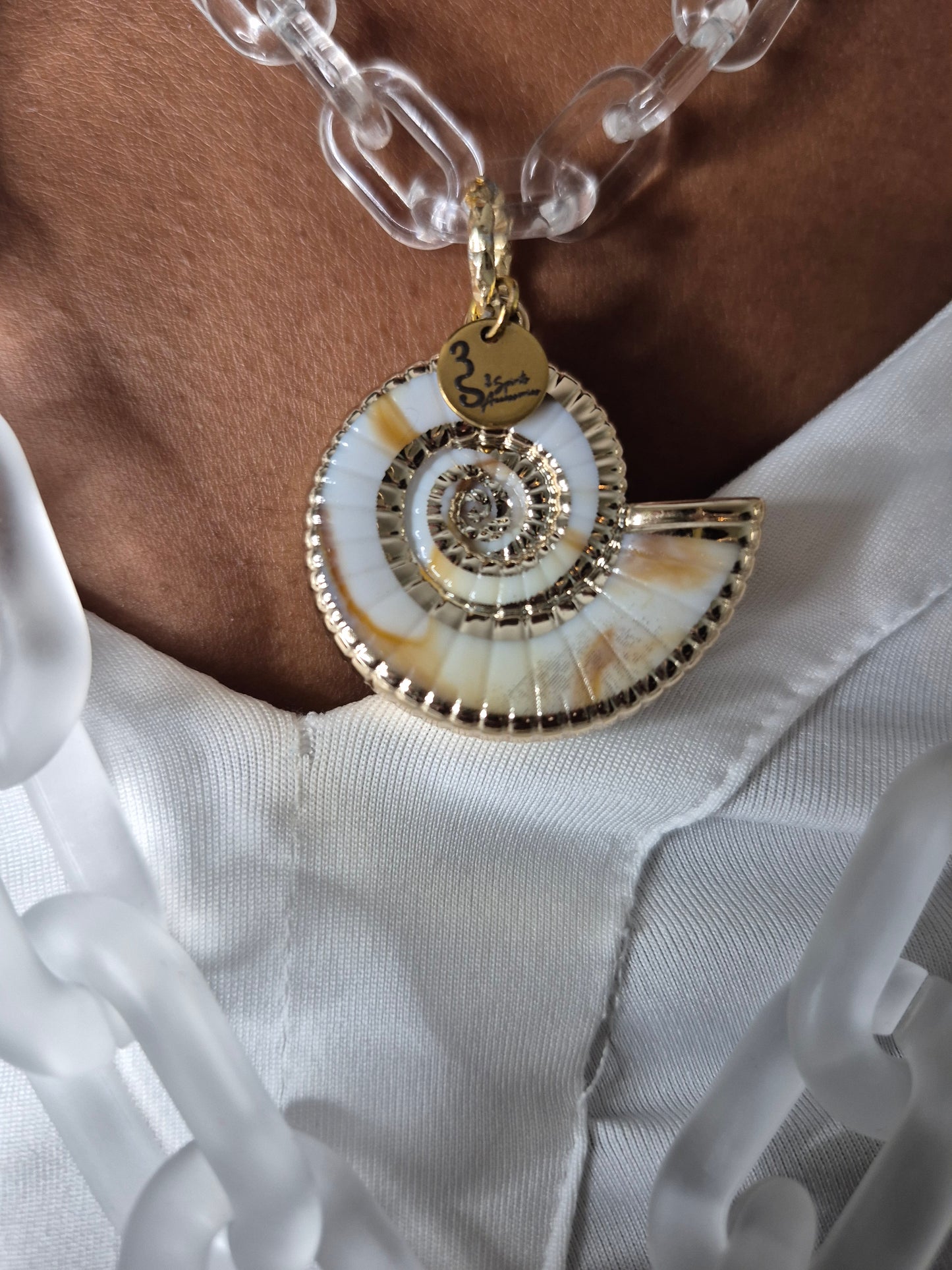 Gold Trim Nautilus Shell Necklace