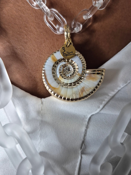 Gold Trim Nautilus Shell Necklace