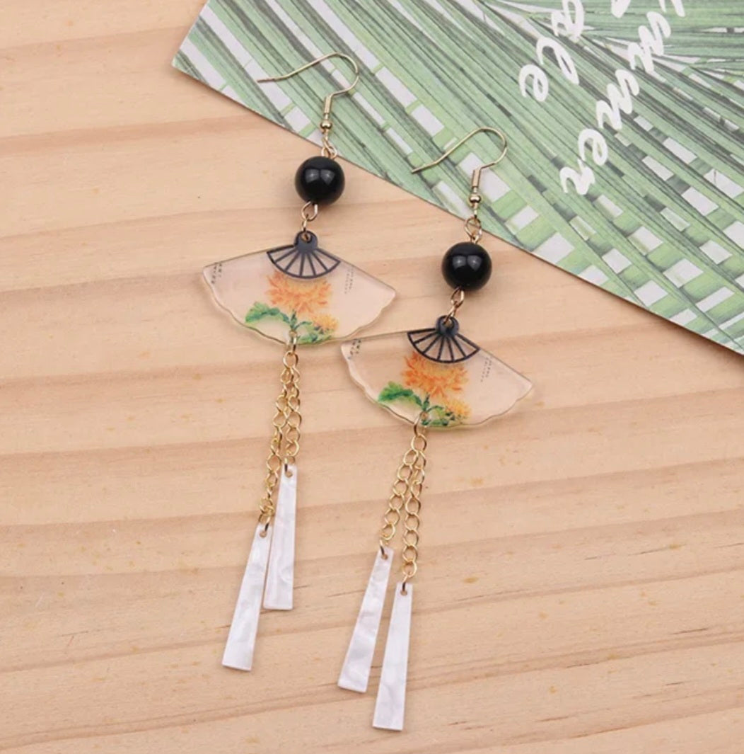 New Chinese Style Fan Dangle Earrings