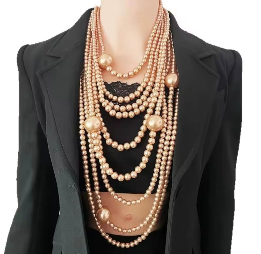 Exaggerated Multi-layer Imitation Choker Necklace